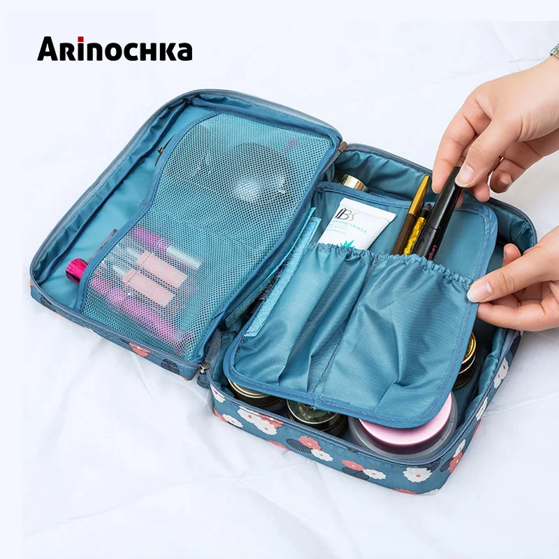 

Cosmetic Bag Box Shape Portable Zipper Makeup Storage Bags for Travel Cute Floral Make Up Cases 2018 Male Toiletries Storage