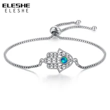 Синий кристалл из опала счастливый Глаз Хамса браслет серебряный шарм браслеты для женщин рука Фатимы регулируемый браслет модные ювелирные изделия