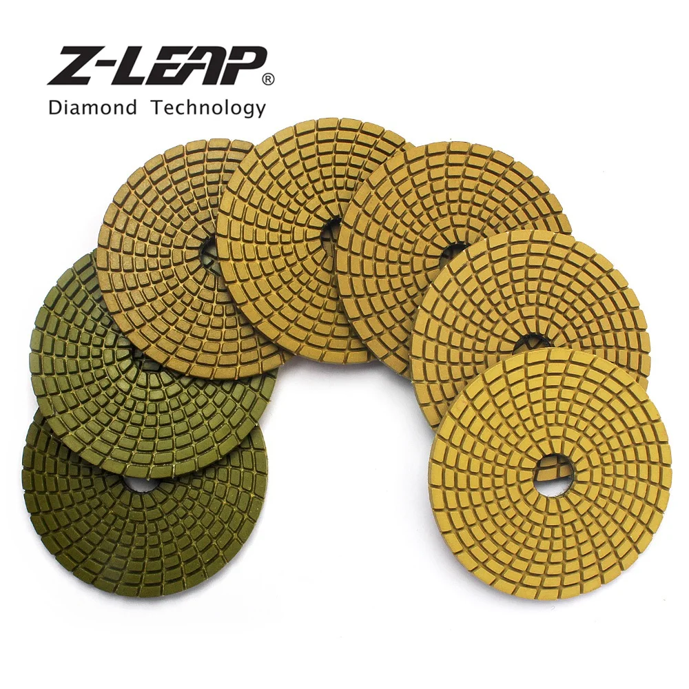 

Z-LEAP 4 Inch 7pcs Diamond Polishing Pads Wet Use For Granite Marble Stone Angle Grinder Sanding Disc Polishing Wheels
