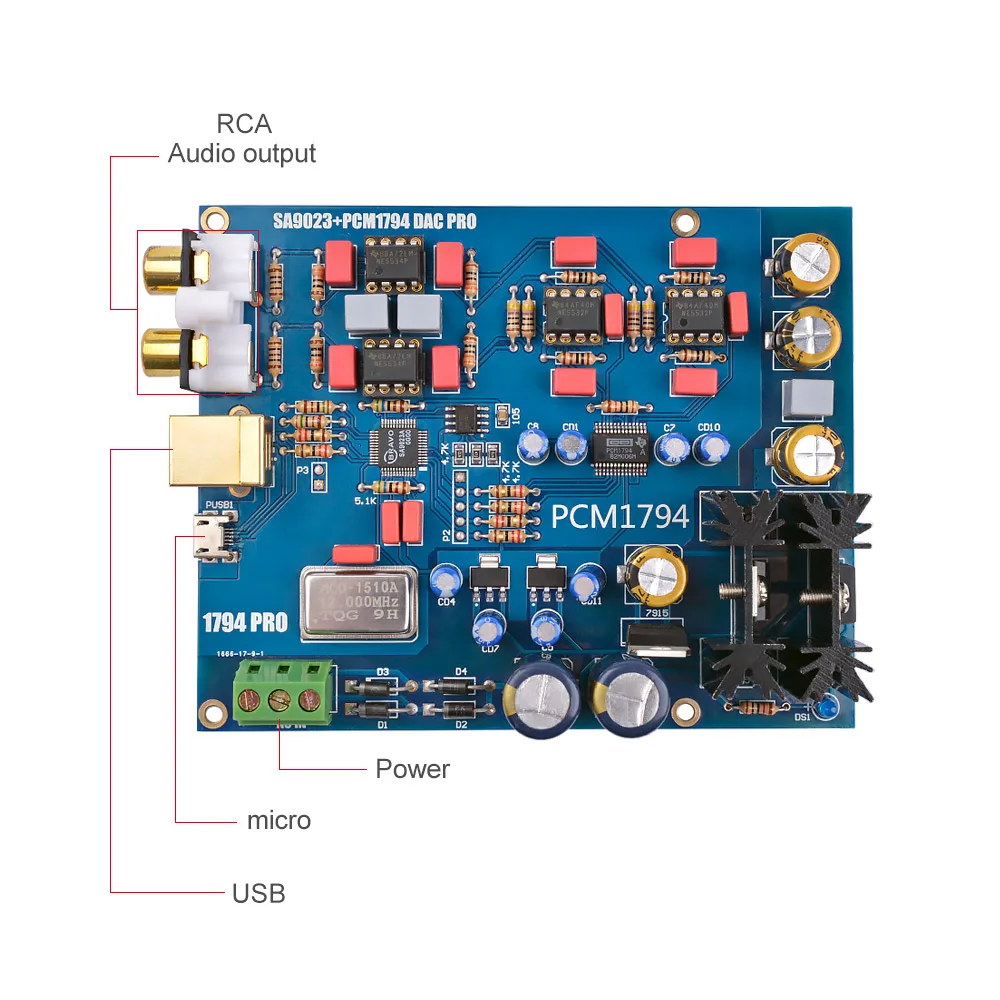 AIYIMA SA9023 + PCM1794 декодер плата DAC звуковая карта аудио для усилители усилитель