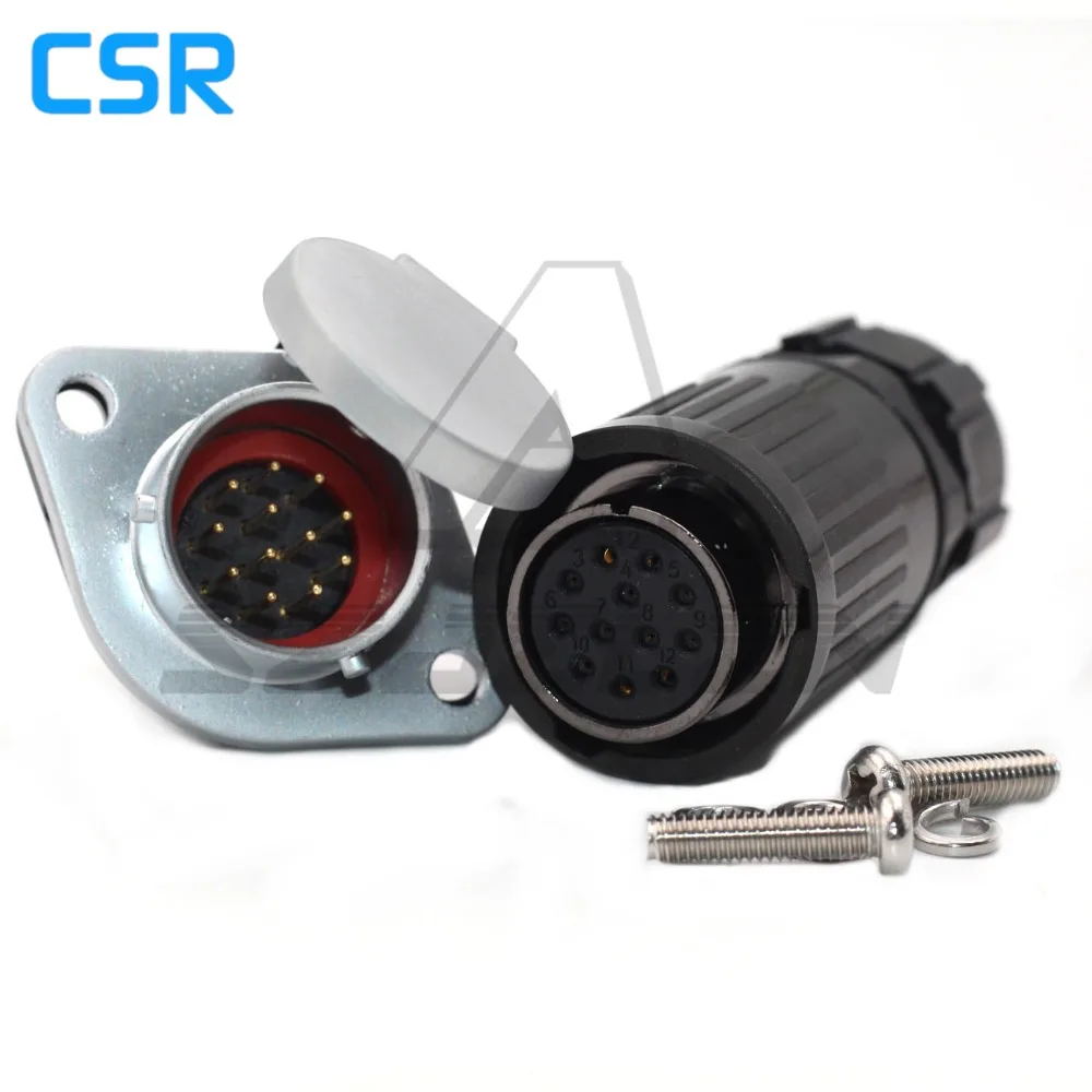 HP20 series, Car 12 pin waterproof connector panel mount, male female electrical connector, 12