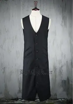 

Personality Non-mainstream Men's New Slim Long Vest Plus Size Stage Show Vest Men's Clothing Dress Costumes S-4XL free shipping