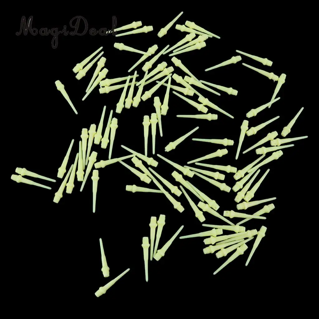 MagiDeal 100 Pieces Dart Soft Tips Points 2BA Standard Darts Needle Yellow