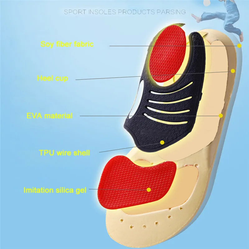 Детская ортопедическая стелька-ступинатор стельки воздухопроницаемая спортивная обувь для бега коврик соевое волокно Уход за ногами вставки коврик ортопедическая колодка для обуви