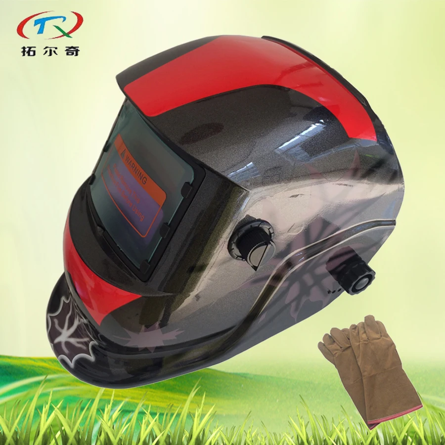 Welding Helmet black red Solar and battery welding mask