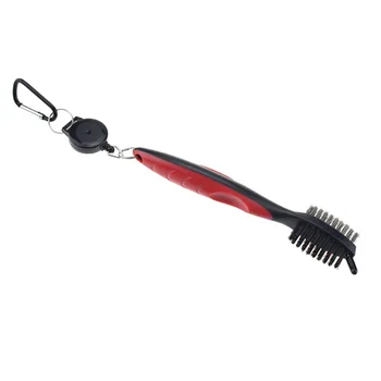 

Useful Golf Club Cleaner Double Side Steel Nylon Brush Portable Grooves Cleaning Tool With Hook