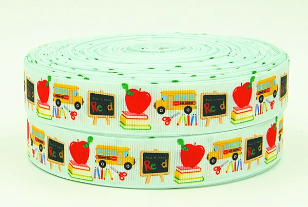 

wm 10 yards lot 7/8inch 22mm 140819008 school days design printed grosgrain ribbon