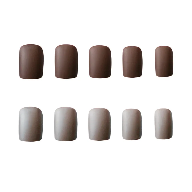 24pcs Fake Nails Mocha Coffee Matte Jump Artificial French Multiple Colors Pointed Bridal False Nails Self-sticking Tips Sticker