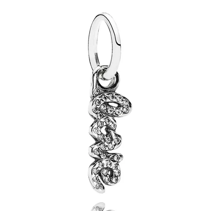 

Authentic 925 Sterling Silver Bead Charm Letter Love Dangle With Crystal Pendant Beads Fit Pandora Bracelet Diy Jewelry