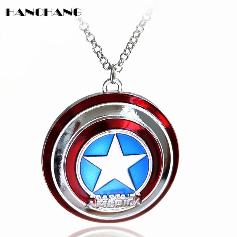 

5*5.5 cm Ornament Super Hero The Avengers Captain America Shield Metal Necklace Pendant Accessories Collier Chains Necklace