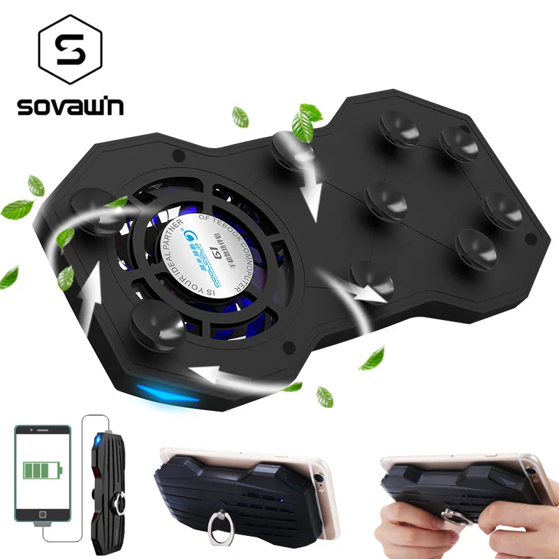 

Portable 3 in 1 Holder Stand Radiator Mobile Phone Rings Holder 2000 mA Bracket/Power Bank/Phone Cooling Fan For 4-6' Smartphone