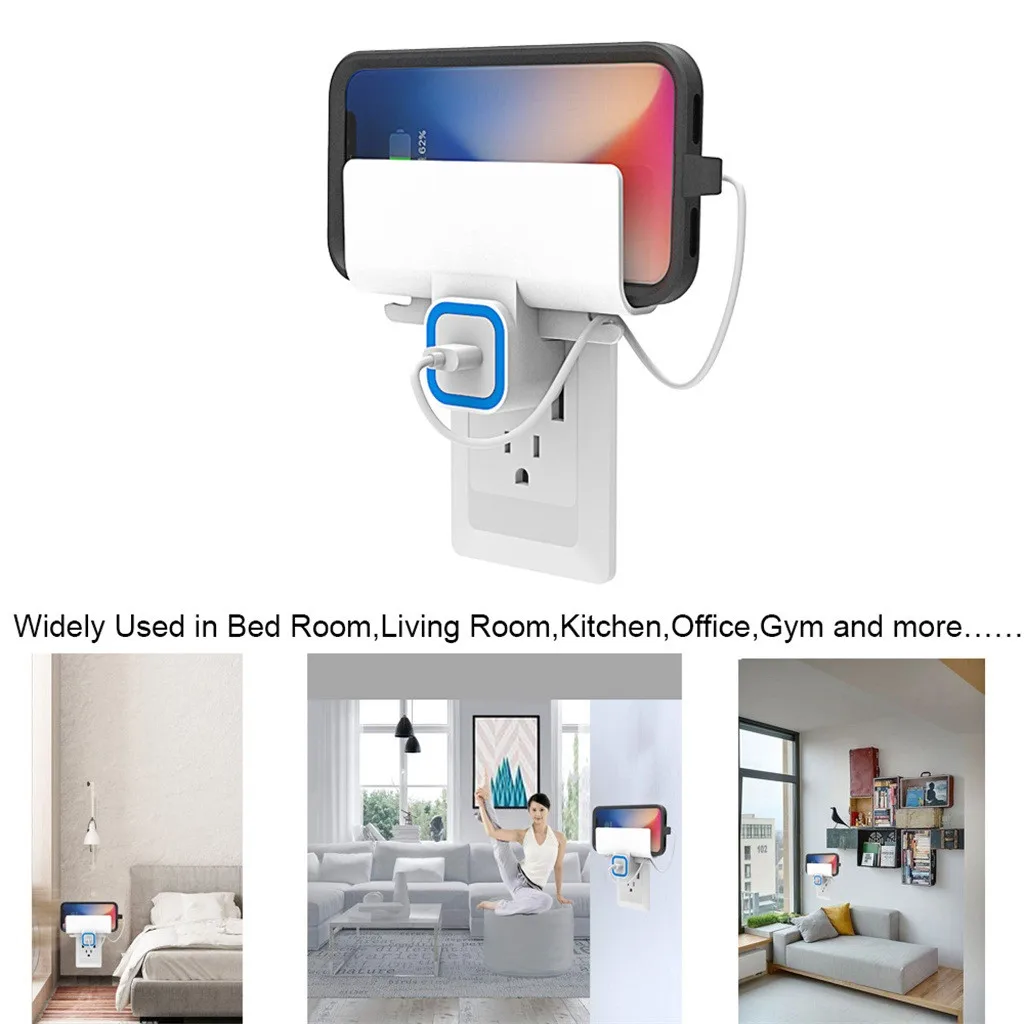 

Home Decoration Wall Stand Holder Phone Charging Holder Socket Charger Storage Mobile Phone Holder Universal Stand Support #N