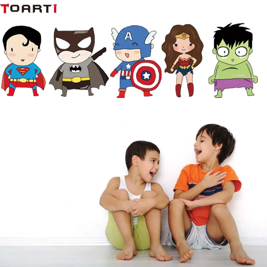 Buy Cartoon Superhero Wall Sticker For Kids Boy