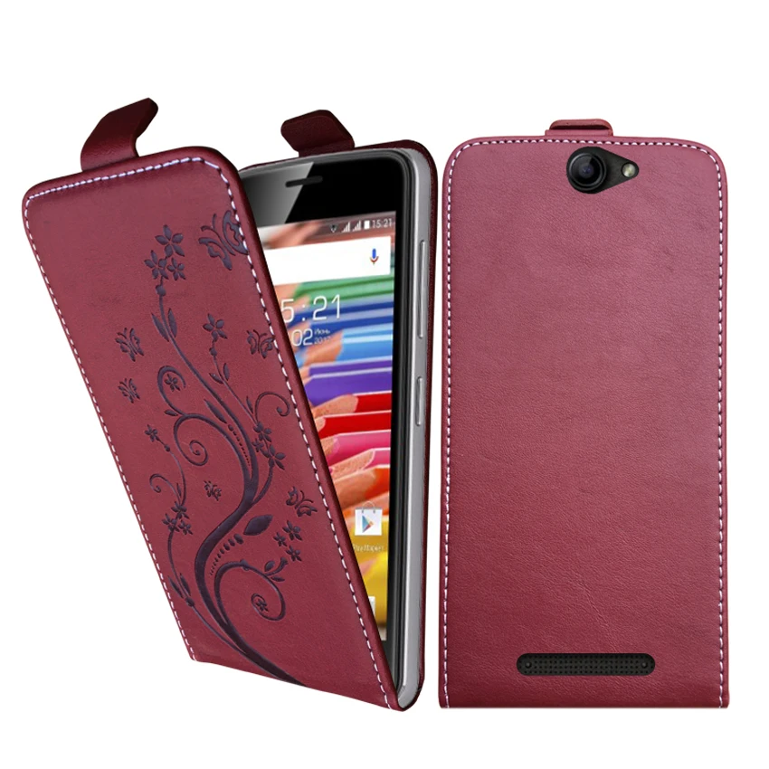 

Embossed lace flower butterfly flip up and down leather phone bag cover case for DEXP Ixion ML150 Amper M