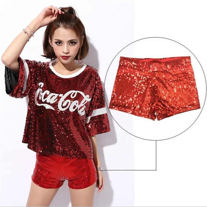 Sexy DS Lead Dancer Sequins Shorts Pole Dancing Hip hop Modern Jazz Stage Costumes