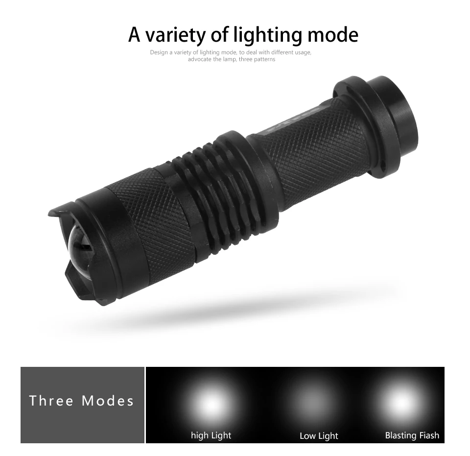 

Outdoor Waterproof Mini LED Bike light 2000LM Q5 LED Flashlight Torch AA/14500 Adjustable Zoom Focus Torch Lamp Penlight