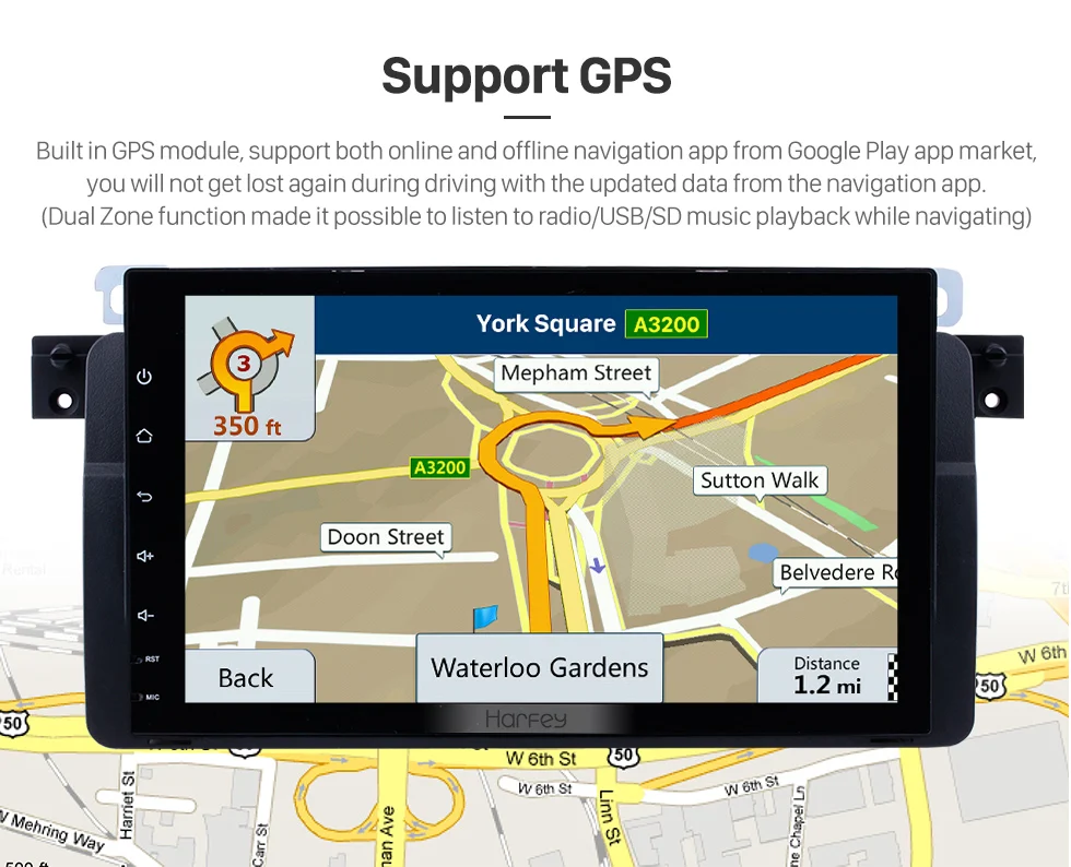 Clearance Harfey Android 8.0 9"Car multimedia player GPS navigation For BMW 3 Series M3 E46 316i 318i 320i 323i 325i support Bluetooth 7