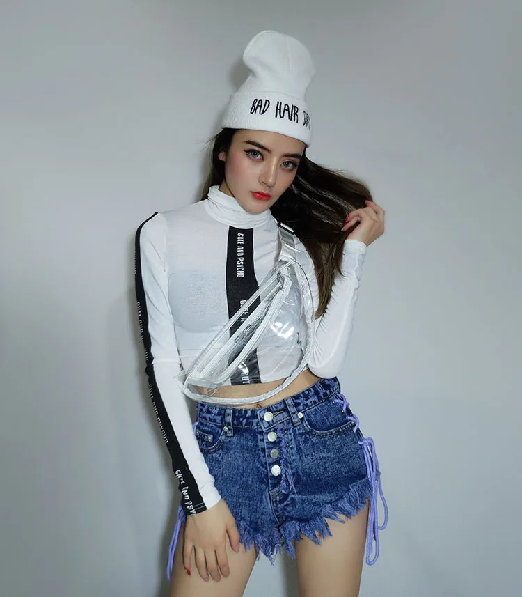 Jazz Dance Costumes White Tops Denim 