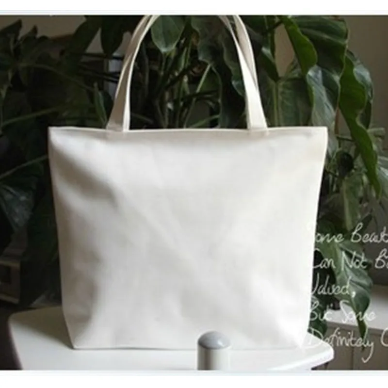 

1Pc White Casual Horizontal Women Shoulder Bag Canvas Shopper Handbag Beach Bag Customize Printed Advertise Bag