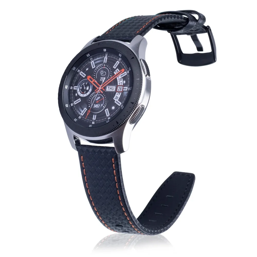Laforuta 22 мм Quick Release роскошный черный карбоновый кожаный ремешок для часов для samsung gear S3 Classic/Frontier Galaxy 46 мм