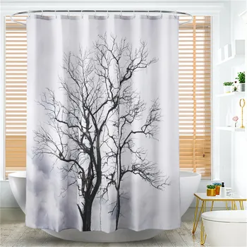 

180*180cm 3D Tree Branch Printing Curtain Bathroom Bath Curtains Easy Clean Shower Curtain Polyester Water Proof