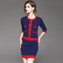 American Style 2017 Women s font b Fashion b font Winter Patchwork Pockets Single Breasted Knitted