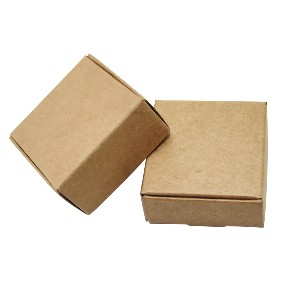 

5.5*5.5*2.5cm Gift Packing Brown Kraft Paper Box Small Foldable Craft Paper Boxes Candy Jewelry Food Package Paperboard Box