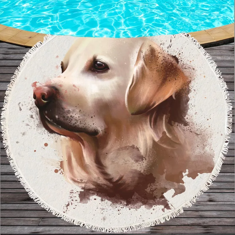 Круглое пляжное полотенце Bulldog для детей, с принтом, с рисунком, с принтом, с рисунком, большое полотенце мультяшная микрофибра, для ванной, Toalla, 150 см