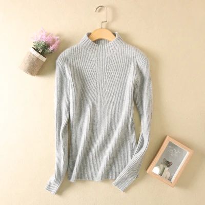 LHZSYY осенне-зимний женский свитер модный плотный кашемировый свитер с высоким воротником однотонный мягкий и теплый вязаный пуловер - Цвет: Серый