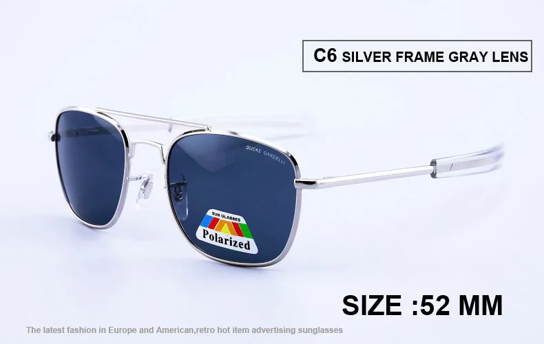 DUCKE GARDELLI воздушные силы очки флаер армейские мужские Металлические поляризованные 57 мм 52 мм военные солнцезащитные очки для вождения oculos gafas lunettes - Цвет линз: C6Silver Gray52