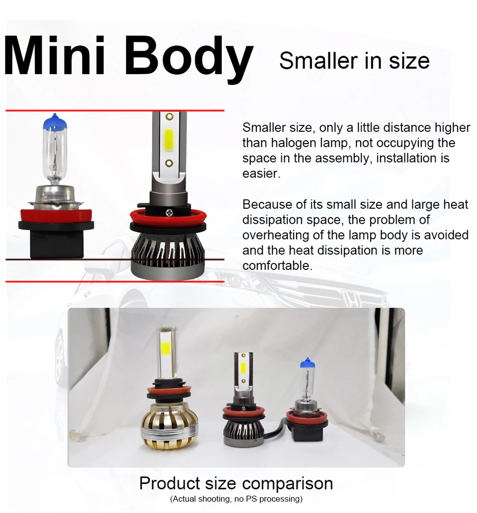 Car H7 LED H8 H11 Led 9005 HB3 9006 HB4 LED H4 hilo Fog Lamp Bulb Daytime Running Light 12V Auto Fog Light 3000K 4300K 8000K  (8)
