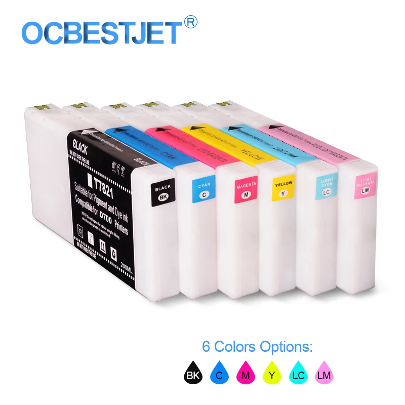 

T7821-T7826 Compatible Ink Cartridge Filled With Dye Ink For Epson SureLab D700 SL-D700 Printer 200ML/PC (6 Colors Options)
