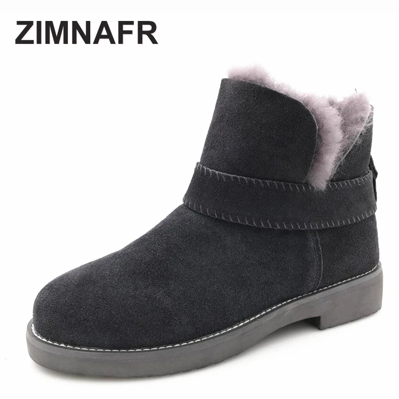 

ZIMNAFR BRAND 2017 WOMEN FUR SNOW BOOTS GENUINE LEATHER WINTER BOOTS ANTISKID COW LEATHER ANKLE BOOTS WOMEN SHOES SIZE 36-41