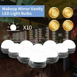 Зеркало Голливуд лампочки Светодиодный макияж туалетный столик светильник светодиодный свет тщеславия 6 10 14 лампы светодиодный