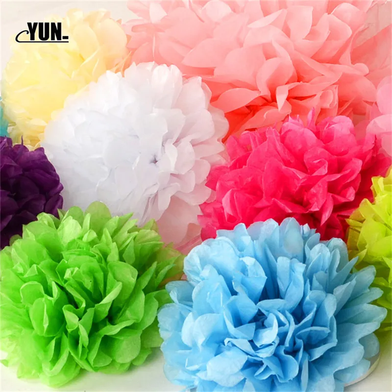 DIY Sizes 1520cm Handmade Flower Balls Paper Pom Poms Hanging Baby Shower Holiday Wedding Decorations 8D (3)