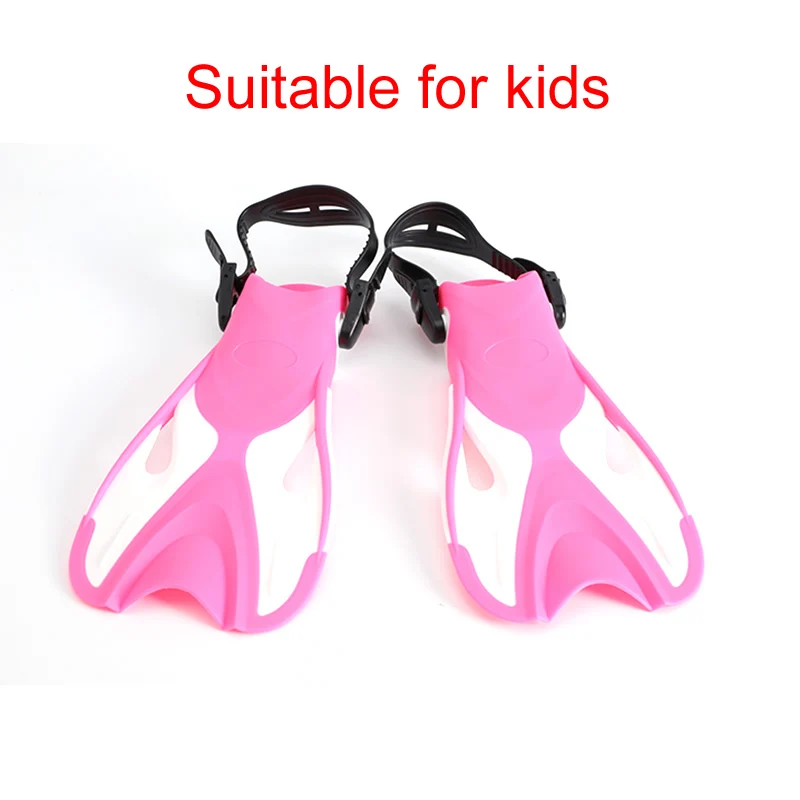 Плавники для плавания для детей и взрослых, регулируемые ласты для ног, погружные силиконовые профессиональные подводные открытые туфли для дайвинга и подводного плавания - Цвет: kids pink white