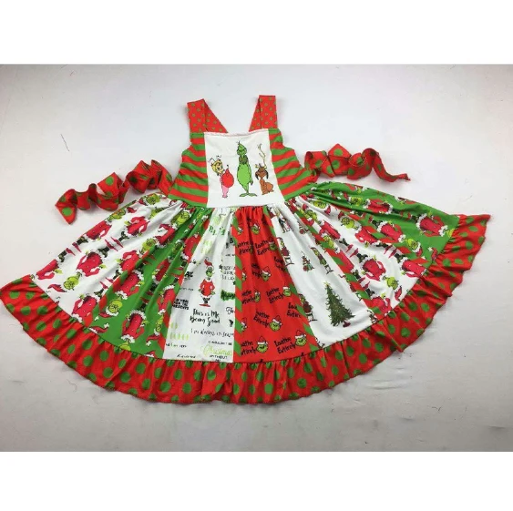 

girls fall boutique twirl dress sleeveless with cartoon pattern lovely girls dresses