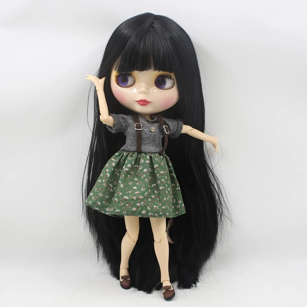 Neo Blythe Doll with Black Hair, White Skin, Shiny Cute Face & Custom Jointed Body 2