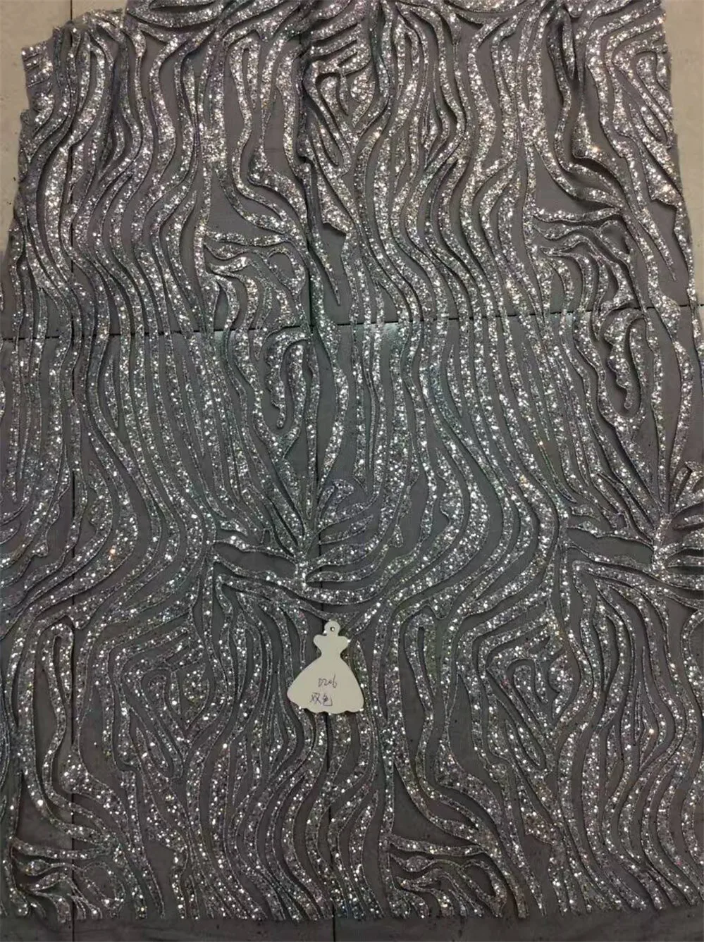 new design shinning glitter Embroidered net Lace Fabric Glued Glitter