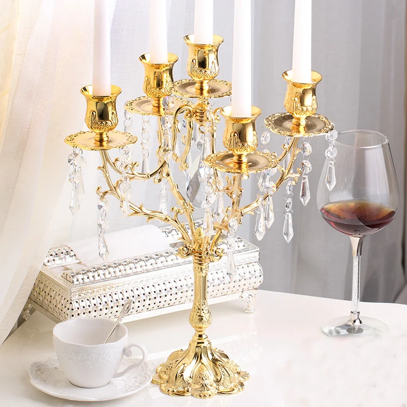 European Luxury Candlestick Holder wedding props Supplies crystal home