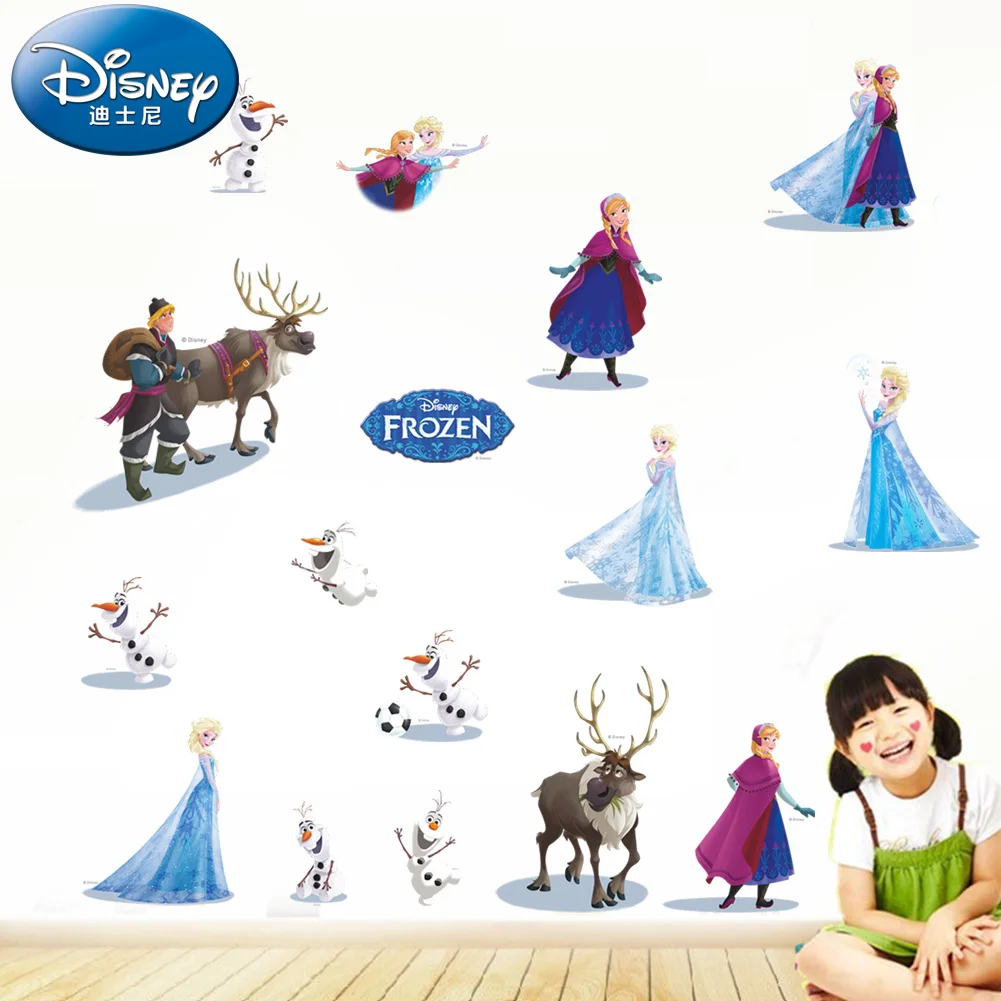 Cartoon Disney Frozen Princess Wall Stickers For Kids Rooms Nursery Home Decor Elsa Anna Wall Decals Pvc Mural Art Diy Posters 