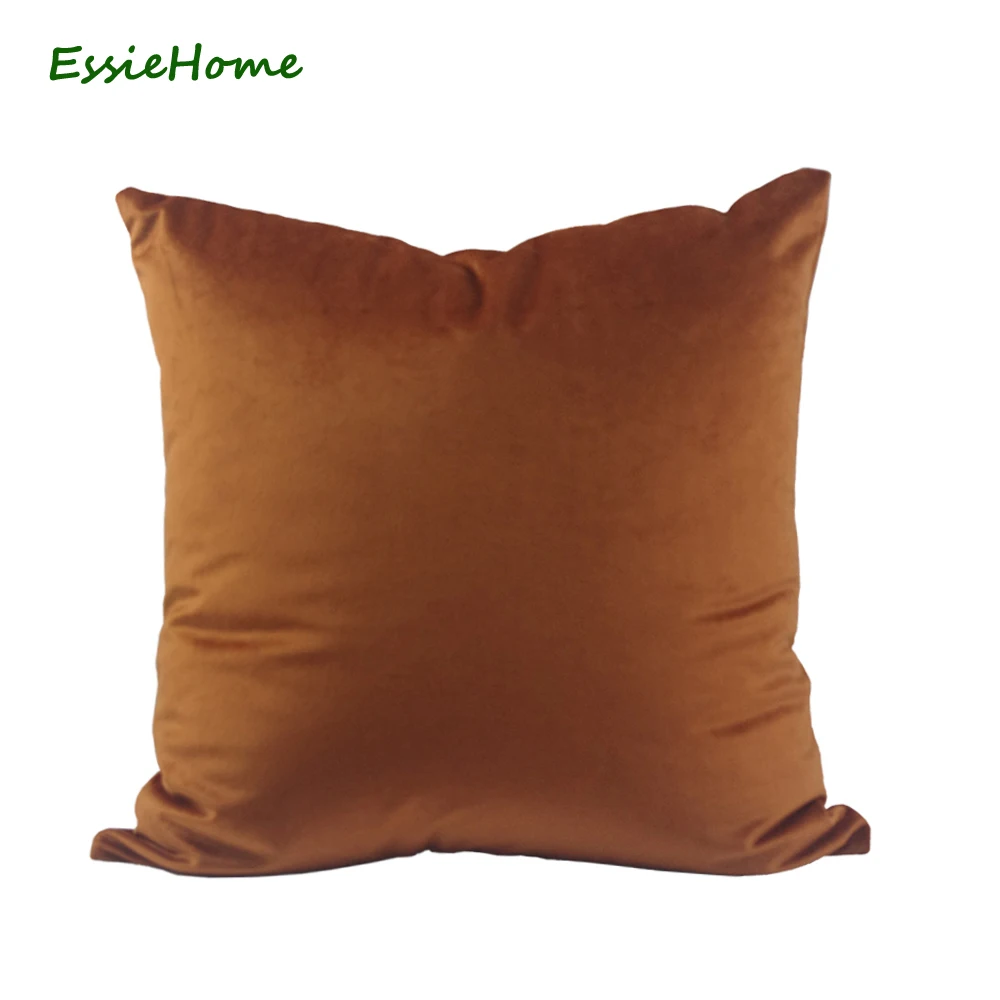 

ESSIE HOME High End Velvet Cushion Cover Pillow Case In Hot Honey Light Brown Cotton Matte Velvet Red Lumber Pillow Case