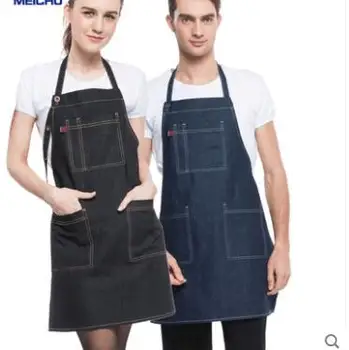 

Cowboy apron kitchen home cooking waist men and women Korean fashion coffee shop overalls custom apron