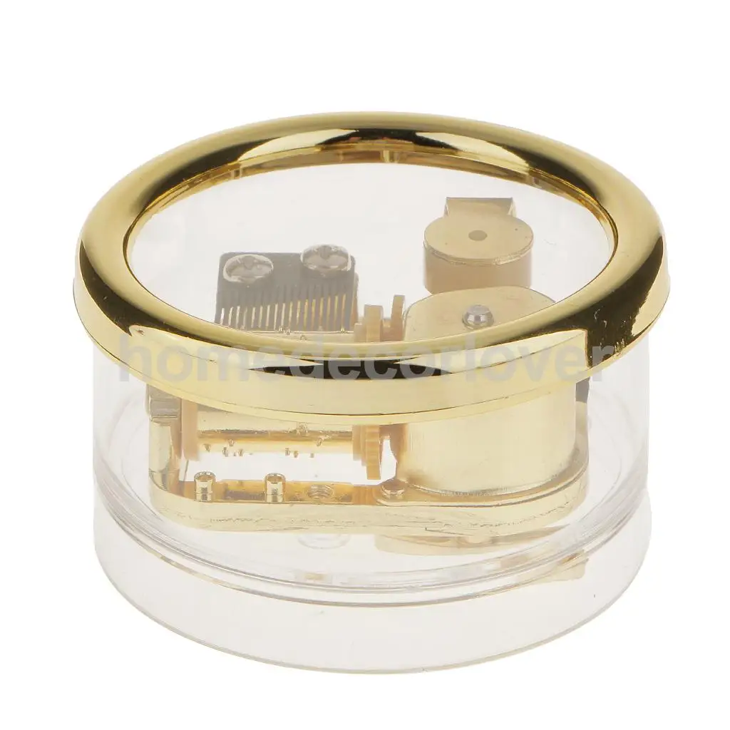 Buy Acrylic Round Shaped Transparent Wind up Clockwork Music Box Toy Gift for