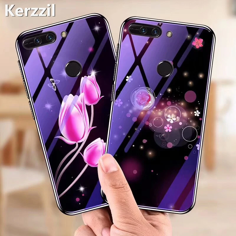 Чехол из закаленного стекла с цветами для Huawei Honor 8 8X V9 10 Y9 Y5 2018 Mate 20 Lite P20 P10 P9 2017 Nova 3