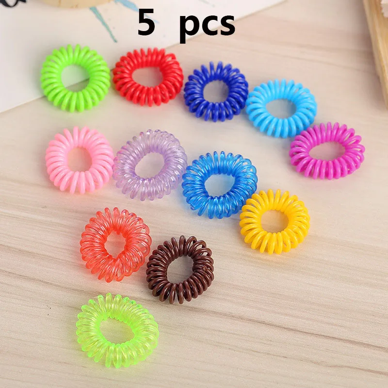 

5 pcs Multicolor Elastic Hair Bands Spiral Shape Ponytail Hair Ties Gum Rubber Band Hair Rope Telephone Wire Hair Accessories