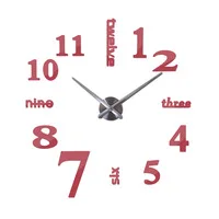Бросился металлический современный стиль часы Мода, лимитированная серия, большие настенные часы кварцевые Зеркальная Наклейка на стену diy Декор для гостиной - Цвет: Красный