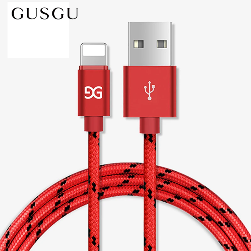 

GUSGU Nylon Braided USB Cable For iPhone X 8 8 Plus Fast Charge Cable For iPad USB Charger Cable For iPhone 7 7s Plus 6 6s 5 SE