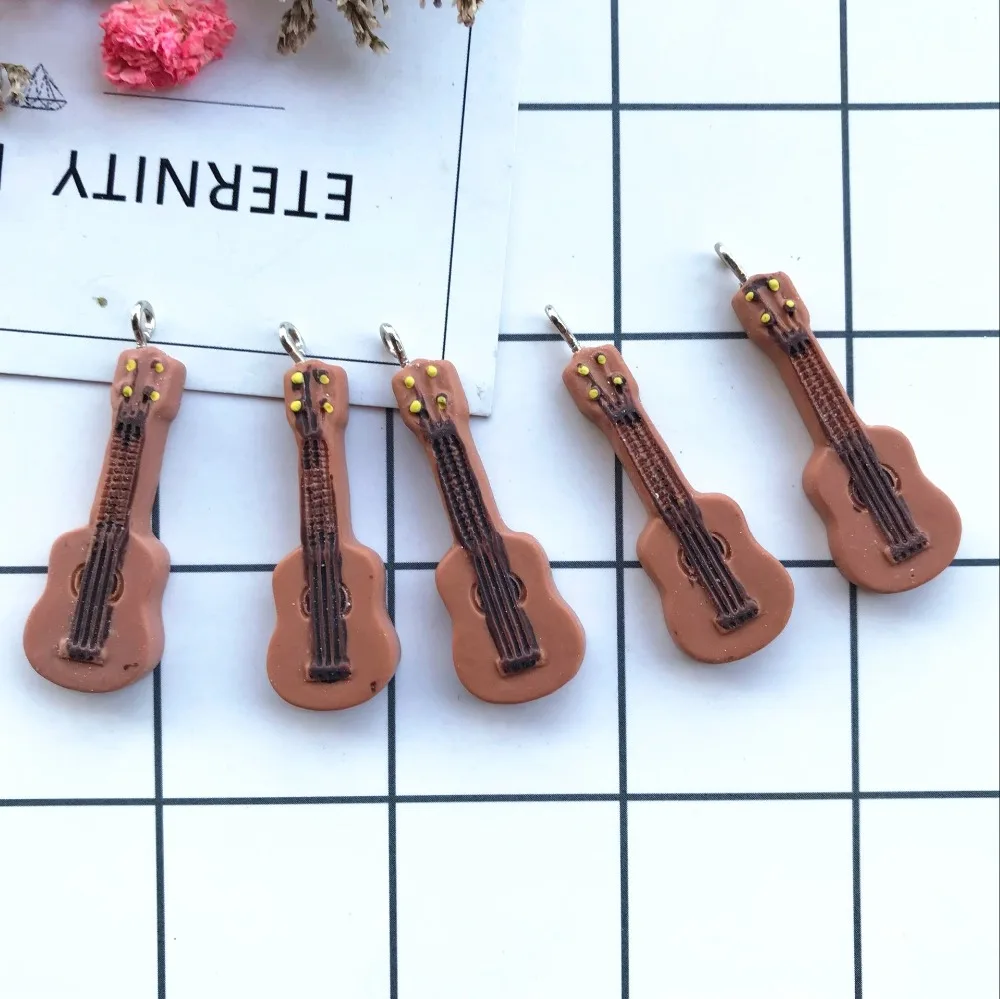 

Flat back resin guitar charms resin necklace pendant keychain charms for Christmas DIY decoration