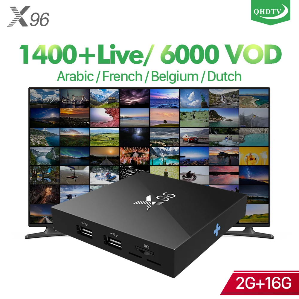 

IPTV France Arabic QHDTV 1 Year X96 Android 7.1 2+16G S905X IP TV Box Android Netherlands Belgium French Subscription IPTV Box
